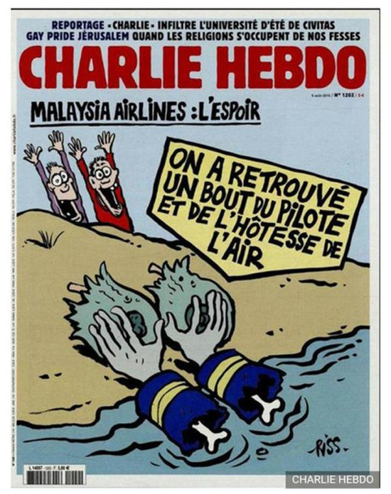 Charlie Hebdo опубликовал карикатуру на пропавший малайзийский Boeing