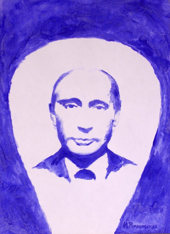 Питерская художница грудью нарисовала портреты Путина и Медведева